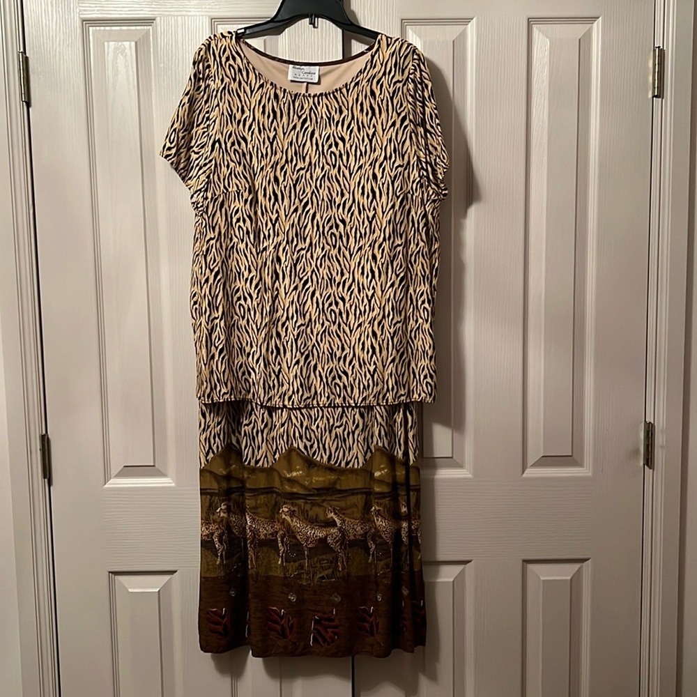 Always, Caroline brand women’s 1X short sleeve dresss- cheeta print